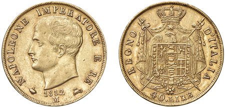 MILANO - NAPOLEONE I, Re d'Italia (1805-1814) - 40 lire 1813, puntali aguzzi