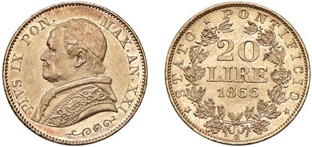 PIO IX, Giovanni Maria Mastai-Ferretti (1846-1870) - 20 lire 1866, anno XXI