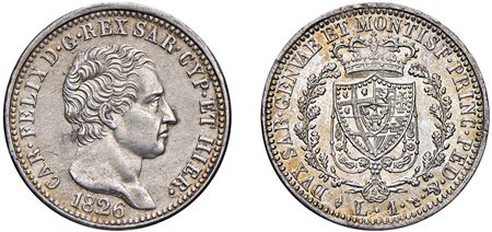 CARLO FELICE (1821-1831) - 1 lira 1826, Torino