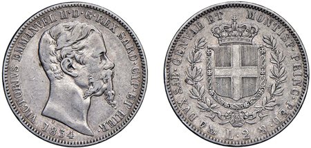 VITTORIO EMANUELE II, Re di Sardegna (1849-1861) - 2 lire 1854, Genova