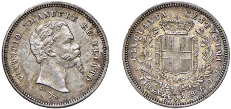 VITTORIO EMANUELE II, Re Eletto (1859-1861) - 50 centesimi 1860, Firenze