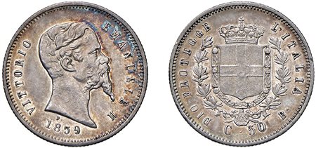 VITTORIO EMANUELE II, Re Eletto (1859-1861) - 50 centesimi 1859, Bologna