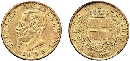 VITTORIO EMANUELE II (1861-1878) - 20 lire 1873, Roma