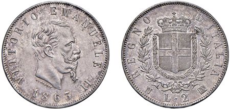 VITTORIO EMANUELE II (1861-1878) - 2 lire 1863, Napoli