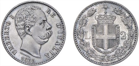 UMBERTO I (1878-1900) - 2 lire 1885, I tipo