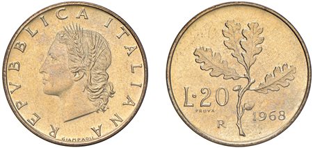 REPUBBLICA ITALIANA (1946-) - 20 lire 1968, PROVA