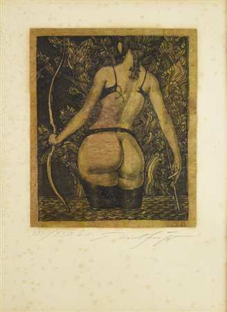 Ernst Fuchs DIANA II, 1974 acquatinta, cm 21x28, su foglio cm 45x30, es....