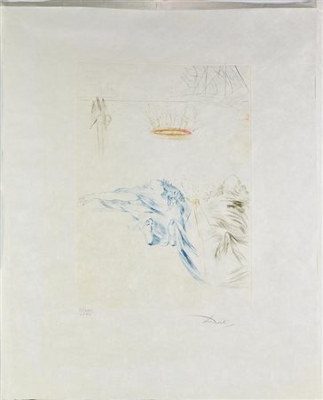 Salvador Dali' IL TESTAMENTO DI TRISTANO, 1970 puntasecca, cm 40x27, su...