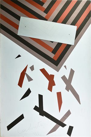 Aldo Mondino CADUTA DI STELLA, 1976-77 tecnica mista su tavola, cm 180x120...