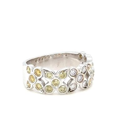 ANELLO IN ORO BIANCO 18K 6.41 GR CON DIAMANTI FANCY - HR1120