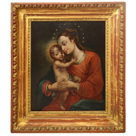 Madonna con bambino, fiamminga scuola, 18° secolo.