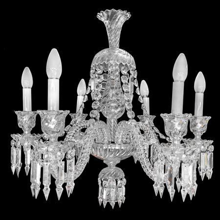 Baccarat France - Lampadario in cristallo Baccarat, modello L.E. 218 a sei luci, 1980