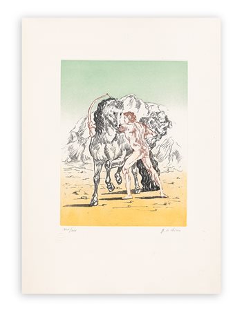 GIORGIO DE CHIRICO (1888-1978) - Arciere con cavallo, 1972