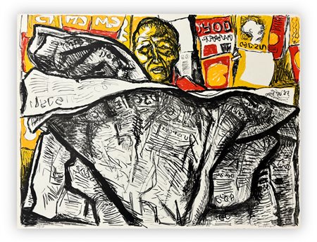 RENATO GUTTUSO (1912-1987) - Uomo con giornale, 1966
