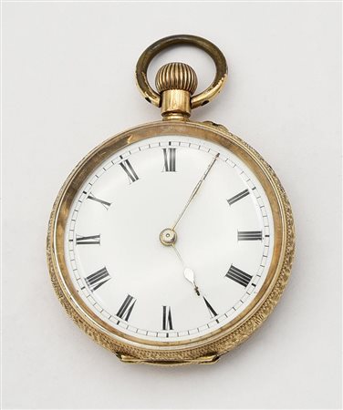 OROLOGIO DA TASCA IN ORO 14K, SVIZZERA, 1920 CASSA: in oro 14K lavorata a...