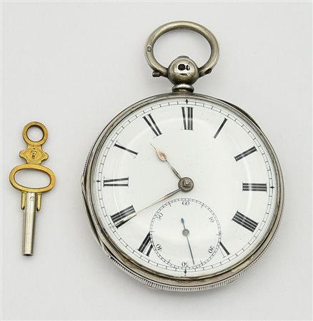 Orologio da tasca, Londra, 1864, argento 925/1000 , con chiave CASSA: in...