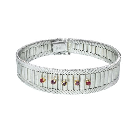 Bracciale semirigido in argento 835 con chiusura di sicurezza e pietre sul fronte