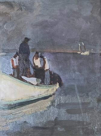 Guglielmo Sansoni, 'Marina con pescatori', 1959