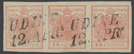  
Lombardo veneto - 15 cent. II tipo con carta pseudo vergata Lombardo Veneto...
 