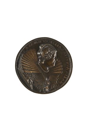 Guillaume Dupré "Maria de Medici" placchetta in bronzo con dettagli dorati iscri