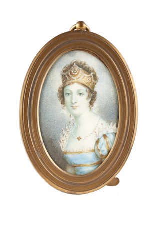 Geneviève Angélique Pagès (Nantes 1796-?) "Ritratto di dama con corona e collan