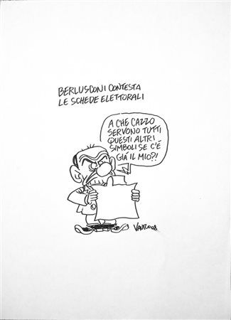 SENESI VAURO (n. 1955) - VIGNETTA"BERLUSCONI CONTESTA LE SCHEDE ELETTORALI".