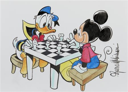 MOLINARI LARA (n. 1970) - “Paperino e Topolino giocano a scacchi”.