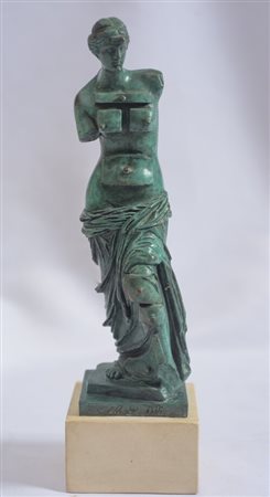 Salvador Dalì - Venere con cassetti bronzo, patina verde h 21 cm Base: 4 x 7...