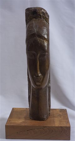 Amedeo Modigliani (d'après) - Tête de femme 1998 bronzo H. 54,5 x 14 x 11 cm...