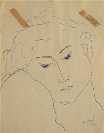 Antonietta Raphael Mafai - Ritratto 1954 matita e china su carta 27 x 22 cm...