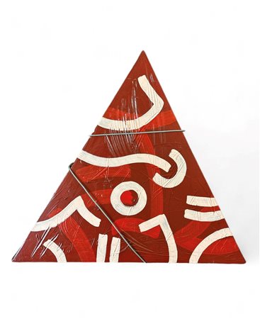 Fabrizio Pezzino - Triangolo rosso 2004 olio su tela 43,5 x 50 x 5,5 cm Con...