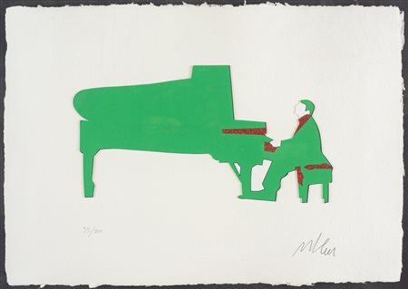 Marco Lodola - Pianista serigrafia e collage su carta riso 35 x 50 cm Es. n....