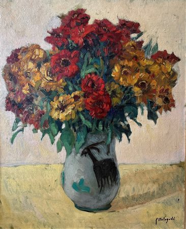 Giuseppe Malagodi - Vaso di fiori olio su tela 55,5 x 45,5 cm firmato in...