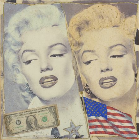 Rotere6 - Face to face Star Marilyn acrilico e collage su tela 40 x 40 cm...