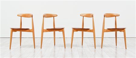 Hans J. Wegner - Gruppo di 4 sedie in palissandro, Heart Chairs XX secolo 74...