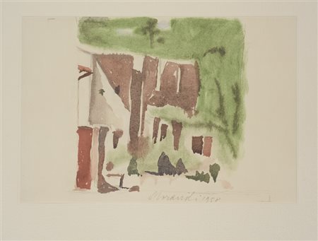 Giorgio Morandi - Paesaggio 1958 1973 fotolitografia a colori su carta fatta...