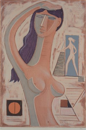 Mario Tozzi - Figura di donna litografia su carta 73 x 51 cm Prova d'autore....