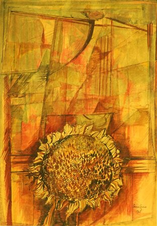 FICO ETTORE Piatto Biellese (VC) 1917 - 2004 Torino "Girasole" 1968 50x34,5...