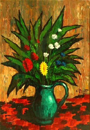 ROJETTO NINO Torino 1913 - ? "Vaso di fiori" 1969 70x50 olio su masonite...