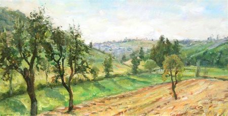 CAFFASSI ALBERTO Alessandria 1894 - 1973 "Paesaggio" 27,5x50,5 olio su...