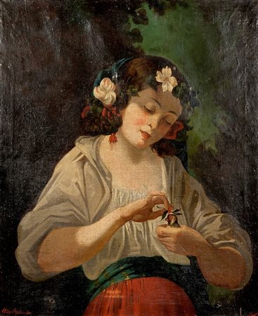 AUTORE NON IDENTIFICATO "La primavera" settembre 1839 80x65 olio su tela...