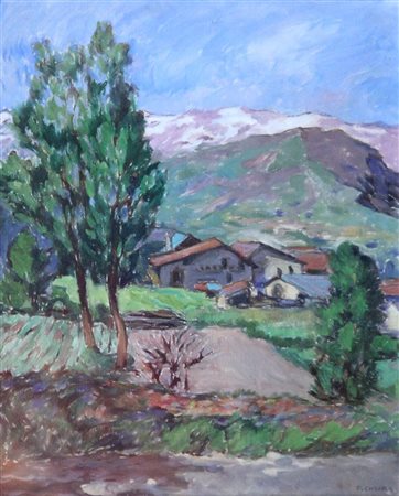 CHIARA FEDERICO Torino 1894 - 1980 "Bardonecchia" 1964 50x40 olio su tela...