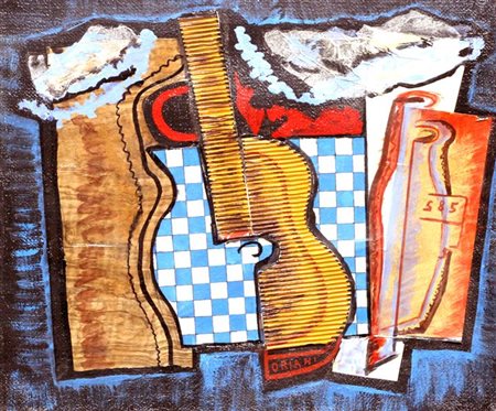 ORIANI PIPPO Torino 1909 - 1972 Roma "Natura morta con chitarra" 1958 50x60...