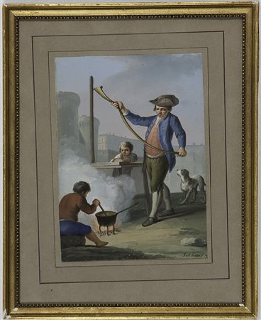 Xavier (Saverio) Della Gatta (1758-1828) Fanfelluccaro, 1799 Tempera su carta...