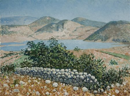 Giovanni Colacicchi (1900-1992) Lago di Canterno olio su tela cm. 60x80 Firma...