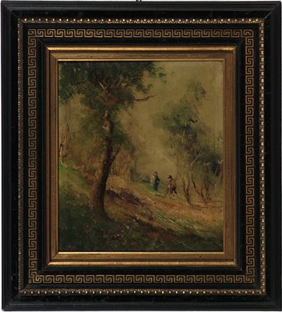 Francesco Mancini (1829-1905) Paesaggio Campano Olio su cartone cm 23x20...