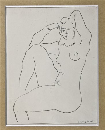 Enrico Prampolini (1894-1956) Nudo femminile China su carta cm 30x23 Firma in...