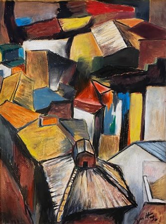 Renato Guttuso “Tetti di Roma” databile 1959