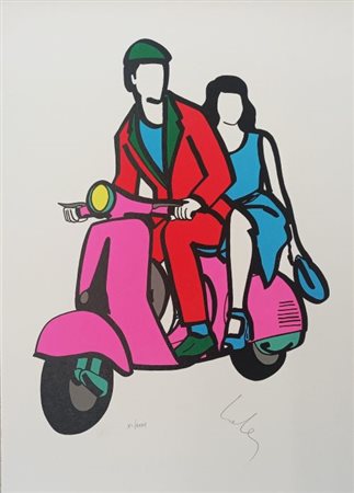 Marco Lodola “Coppia in vespa”