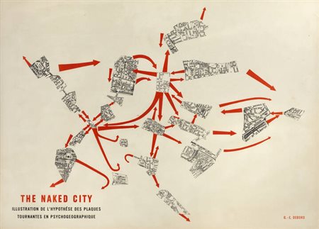 GUY DEBORD<BR>Parigi 1931-1994 Bellevue-la-Montagne (Francia)<BR>"The Naked City: illustration de l'hypothése des plaques tournantes en psychogeographique" 1957 (?)